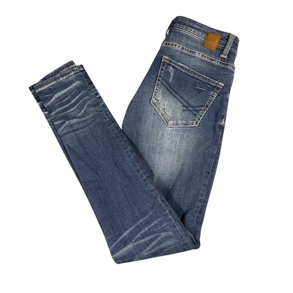 BKE Denim - BKE Stella Skinny Jeans Womens 24R Medium Wash Distressed Whiskered Denim